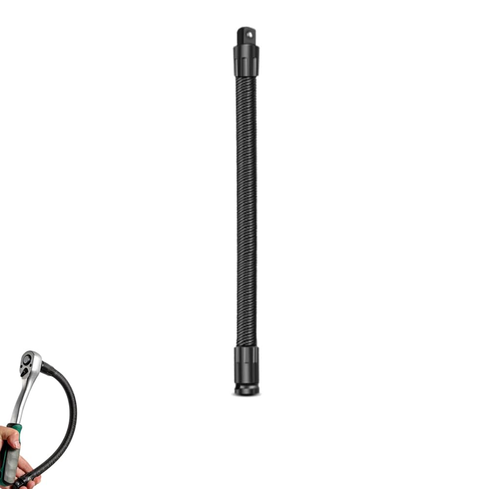 350Mm-1Pcs Flexible Ratchet Extension – 1/2" 360° Spring Steel Flexible Shaft Socket, Bendable Extension Bar For Impact Wrench, Tight Spaces & Auto Repair (350Mm)