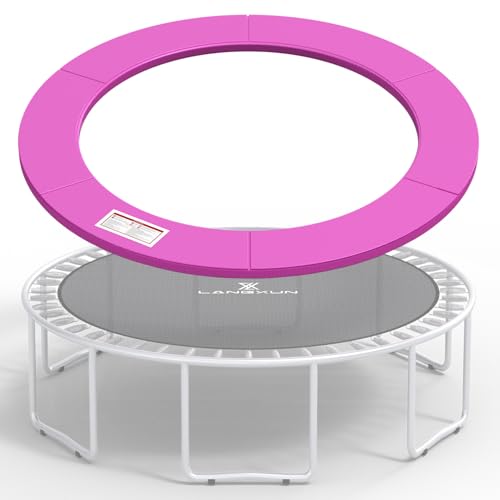 LANGXUN Universal Trampoline Repalcement Safety Pad, 8ft 10ft 12ft 14ft 15ft 16ft Waterproof Surround Spring Foam Cover for Round Frame 8ft Pink