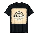 Old Maps New Adventures Vintage Explorer Design T-Shirt, Men, Black, Small