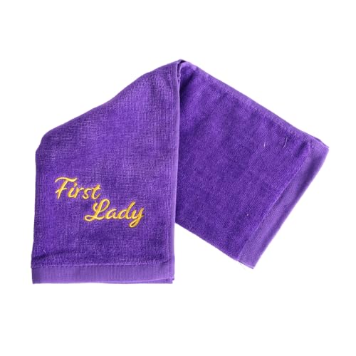 Swanson Christian Products Embroidered with Gold Lettering Hand Towels - 'First Lady ' - Gifts for Christian Men, Pastor, Clergy, & Ministers - Pastor Towel (Purple)