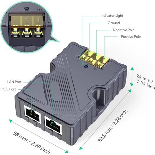 Inyector PoE GigE de 144 W con supresor para conectividad de red satelital, 10/100/1000 Mbps para routers, escritorios y laptops miniatura 6