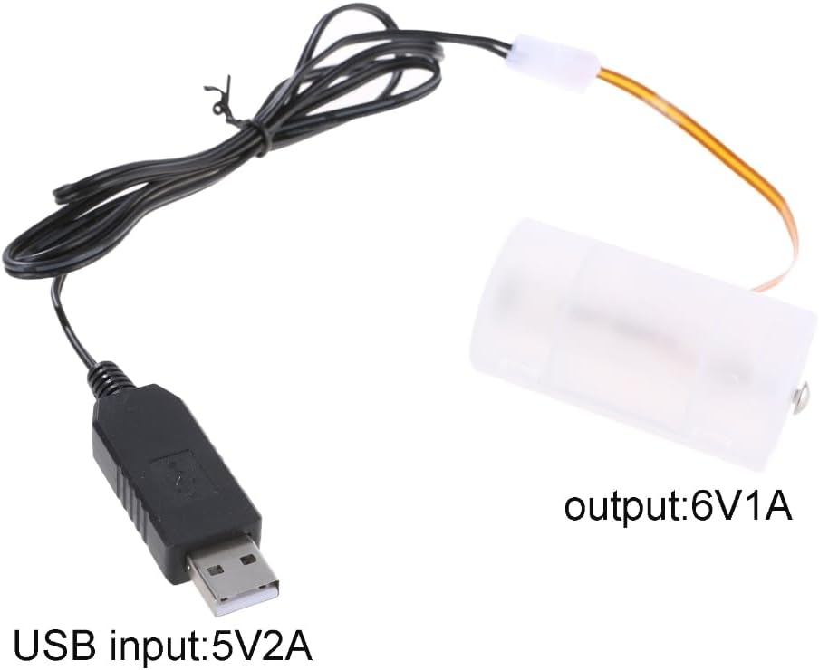 USB 5V to 6V Power Supply Converters Cable 4Pcs 1.5V LR20 D Battery Eliminators for Toy and LED Lights