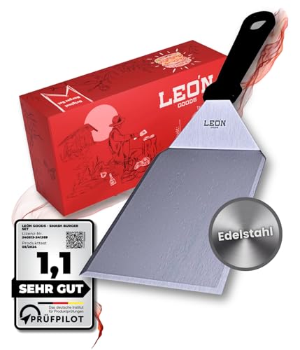 LEÓN Goods - Edelstahl Grillwender für Smash Burger. Wender...