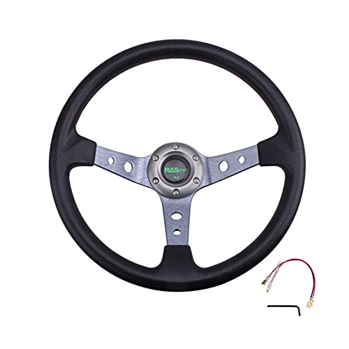 Amusingtao Volante de carreras, universal, 70 mm, 6 pernos, de piel sintética, con diseño de volante, para juegos de carreras, coches de carreras, vehículos Cover