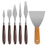YOTINO 6Pcs Espátula de Cuchillo de Pintura Paleta de Acero Inoxidable, Cuchillos para Artista Pintura al óleo También Utilizar para Herramienta de Eliminación Impresora 3D