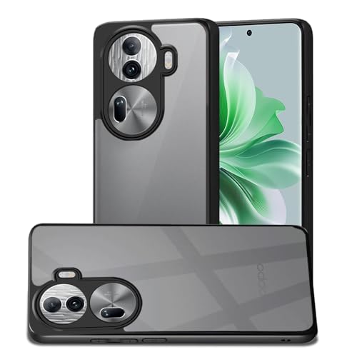 Image of AESTMO Oppo Reno 11 Pro 5G Back Cover | 360 Protection | Crystal Clear Hard Back Transparent | Bumper Case for Oppo Reno 11 Pro (PC & TPU, Black Bumper)