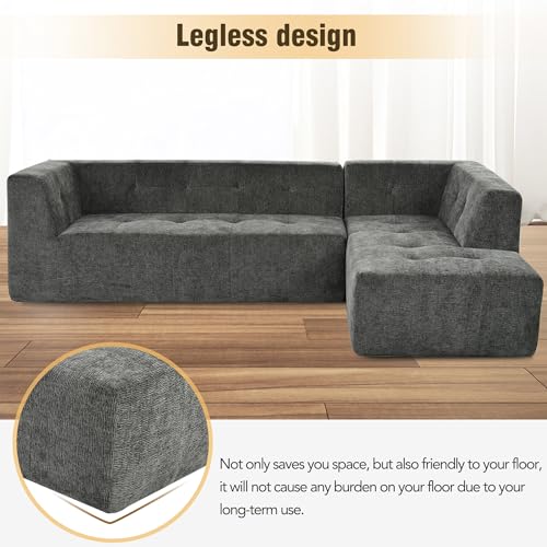P PURLOVE Modular Sectional Sofa Couch,Convertible L Shaped Couch,Living Room Upholstered Sofa,Free Combination Corner Sofa for Living Room,Dark Gray