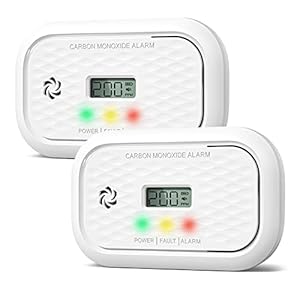 Carbon Monoxide Detectors, 10 Years Sensor Life Carbon Monoxide Alarm with LCD Display & LED Lights, Replaceable Battery CO Detector Alarm, Test Button, 85 dB for Home,Office, ZA326, 2Packs