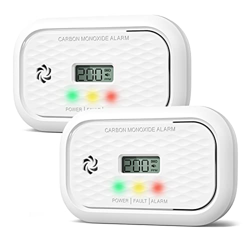 Carbon-Monoxide-Detectors-10-Years-Sensor-Life-Carbon-Monoxide-Alarm-with-LCD-Display-LED-Lights-Replaceable-Battery-CO-Detector-Alarm-Test-Button-85-dB-for-HomeOffice-ZA326-2Packs