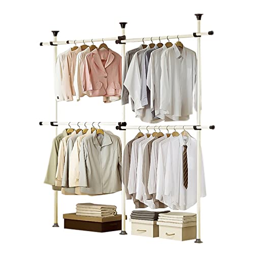 YJDQWSP Teleskop-Schranksystem, Floor Display Rack, Adjustable Clothes Drying Rack, Double Rod Coat Rack, Strong Bearing Capacity, Space Saving, Suitable for Various Spaces(Size:240x310cm,Color:Weiß) Cover