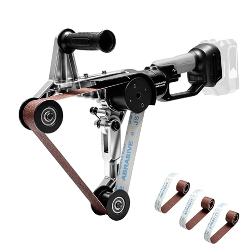 Akku Rohrbandschleifer Kompatibel mit Makita mit 760 mm Schleifband Schleifmaschine zum Schleifen Polieren u. Satinieren Schleifgerät mit 3 Körnungen 80/100/120 (Ohne Batterie & Ladegerät)