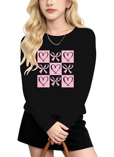Image of Valentines Shirts for Girls Toddler Cute Love Heart Long Sleeve Casual Tee Tops