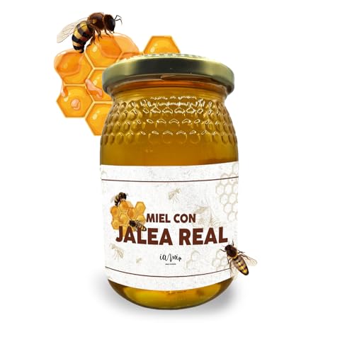 Miel Pura con Jalea Real 100% Española - Miel Cruda Natural en Tarro de Cristal 250g - Origen España - Miel de Azahar con Jalea Real R.P.C