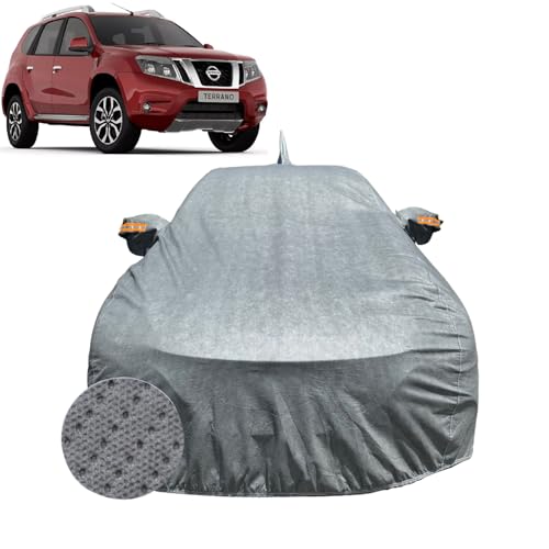Image of Car Cover for Nissan Terrano (2013-2020) | 100% Waterproof Cover with Antenna & Reflective Mirror Pockets | Dustproof, Scratchproof, Heatproof Terrano Car Cover |Soft Cotton Lining| Grey