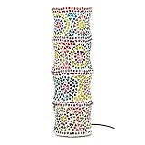 CAPRILO Lámpara de Mesa India Decorativa de Vidrio Torre Mosaico. Iluminación. Muebles Auxiliares. Adornos. Decoración Hogar. Regalos Originales. 13 x 13 x 39,50 cm