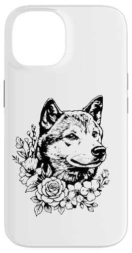 Womens Retro Vintage Floral Black Tan Shiba Inu Dog Lover �X�}�z�P�[�X iPhone 14 �p