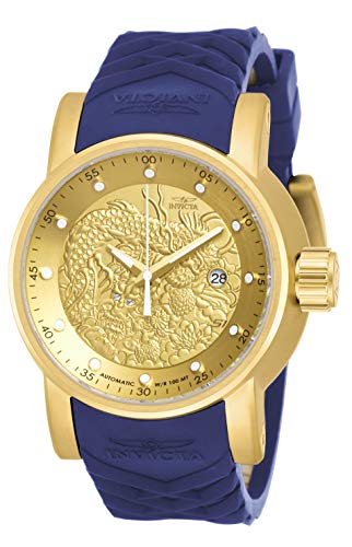 Invicta Men's S1 Rally Stainless Steel Automatic-self-Wind Watch with Silicone Strap, Blue, 24 (Model: 18215)