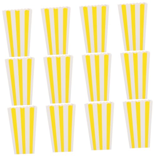 Mobestech 12Pcs Simple Popcorn Boxes Practical Snack Containers Theaters Birthdays and Parties Striped Design for Popcorn Candy and Biscuits