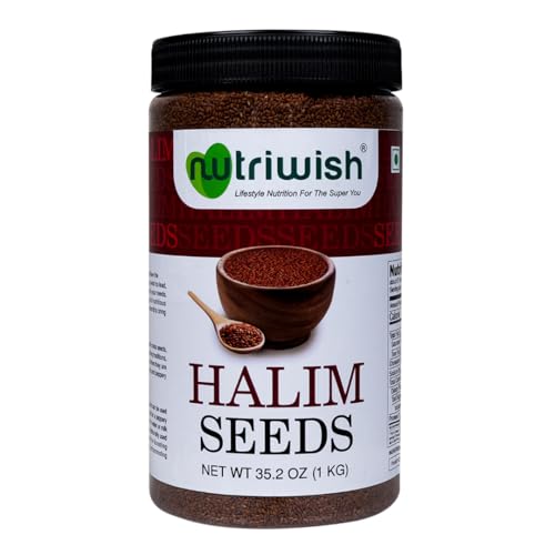 Nutriwish Natural Halim Seeds | 35.2 oz (1 KG) | Pure & Natural Garden Cress Seeds | Safe & Beneficial Aliv Seeds | Halim Aliv Garden Cress Seeds for Eating | No Additives | High Protein Snack |
