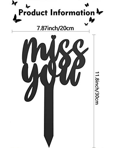 Zphomeing Grave Decorations For Cemetery Miss You Metal Cemetery Memorial Stake Sympathy Grave Markers For Loss Humans Lovers Pet, Black Decorative Garden Stake Cemetery Memorial Plaques(Miss You) #TOP3
