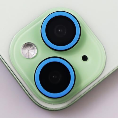 Image of BONVAN for iPhone 15 /15 Plus Camera Lens Protector Glow in the Dark Tempered Glass Screen Accessories Luminous Lens Cover for iPhone 15 /15Plus (2PCS) (Blue)