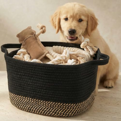 Stylish Cotton Rope Storage Basket For Dog Toys, Magazines or