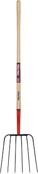 Truper TruPro 6-Tine Forged Manure Fork, 54-Inch Premium North American Ash Wood Long Handle, Heavy-Duty Agricultural, Ranch, and Composting Pitchfork Model 30317 / BPJ-6E