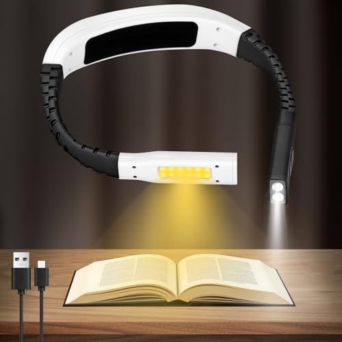 HOTUT Luce per Lettura Libri a Letto Collo,LED Collo Lampada Luce da Lettura Ricaricabile,3 Temperature di Colore,Quattro Sorgenti Luminose Indipendenti,per Libro,Studio,Lavoro a Maglia,Viaggi