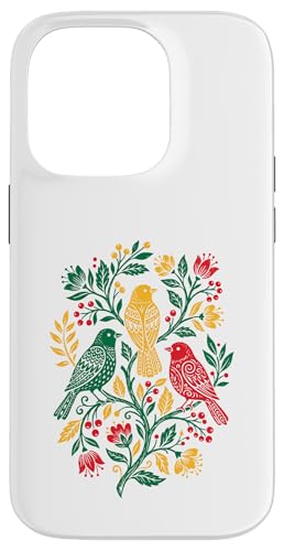 Rasta Reggae Roots Three Birds Jamaica Folk Art Floral �X�}�z�P�[�X iPhone 14 Pro �p