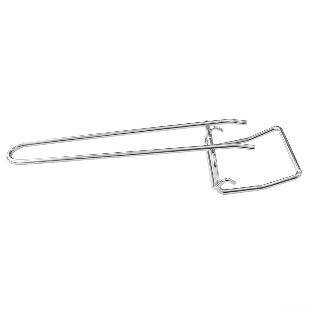 Robuster Grillrostheber aus Edelstahl mit abnehmbarem Griff für sichere Handhabung von heißen Grillplatten auf Holzkohlegrills und Outdooröfen silber
