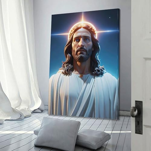 Poster chrétien Jésus cadeau idéal toile encadrée 30x45cm - 3
