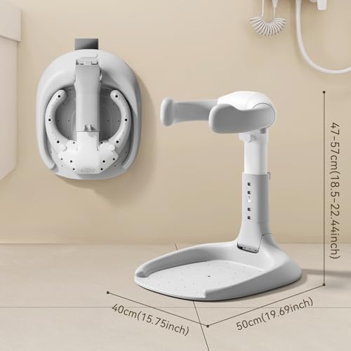 Image of Adjustable Baby Shower Stand Bath Shower Standing Support Portable Bath Rack for Infants Toddlers 6-36 Months (Grey)