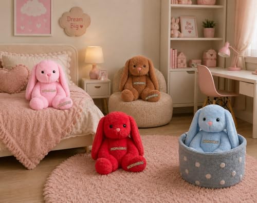 Image of 35 cms Plush Bunny Rabbit Toy with Long Ears - Soft Stuffed Animal for Kids, Babies & Toddlers - Perfect Cuddly Birthday Gift for Toddlers & Infants