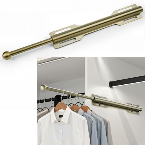 LOMILD Valet Rod for Closet Pull Out, Rod for Bedroom Laundry Room Bathroom, Brass