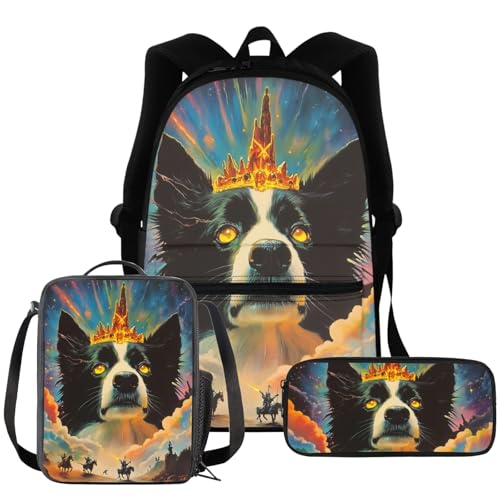 AmzPrint Girls Backpack Set with Lunch Kit & Pencil Cases