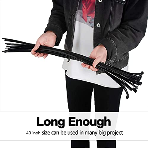40 Inch Extra Large Zip Ties With 200 Pounds Tensile Strength Long Cable Ties Big Heavy Duty Outdoor Plastic Ties Black (19 Pack) by XINGKEDA - Image 4