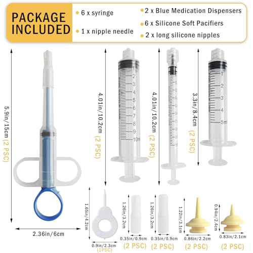 Tabletteneingeber Katze mit Haustier Fütterung Silikon Nippel Set | Umfangreiches Komplettset mit 6 Spritzen (1ml/5ml/10ml), Applikator und Aufzuchtnippeln für Welpen, Hunde und Katzen