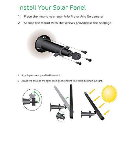 Arlo VMA4600-10000S Certified Accessory - Solar Panel | Compatible with Pro, Pro 2 Black