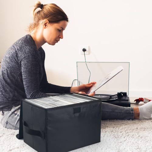 UENTIP Caixa de Armazenamento Moderno para Discos de Vinil, 17,78 cm/45 RPM, 80 Álbuns, Dobrável e E