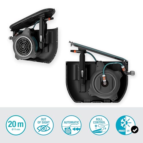 Gardena Undercover Hose Box RollUp M with 20 m Retractable Hose, Automatic Rewind, Underground Weatherproof Storage, Tangle-Free Hose Guide, Complete Set for Immediate Use (18650-20)