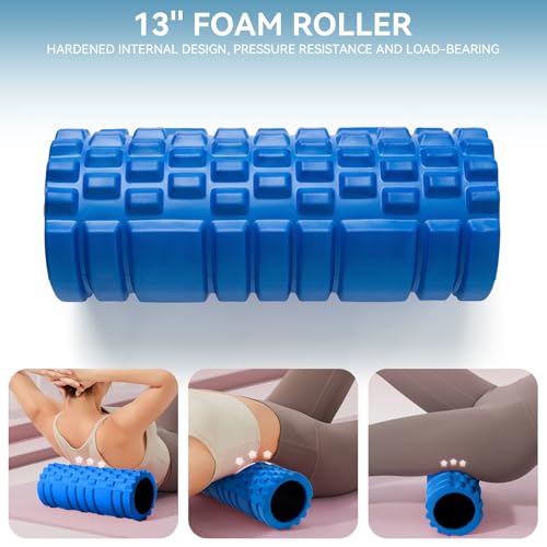 Image of Foam Roller for Deep Tissue Massager, 13 inch High Density Exercise Patented Roller for Muscle Massage and Myofascial Trigger Point Release Back Roller for Fitness, Yoga and Pilates (Blue)