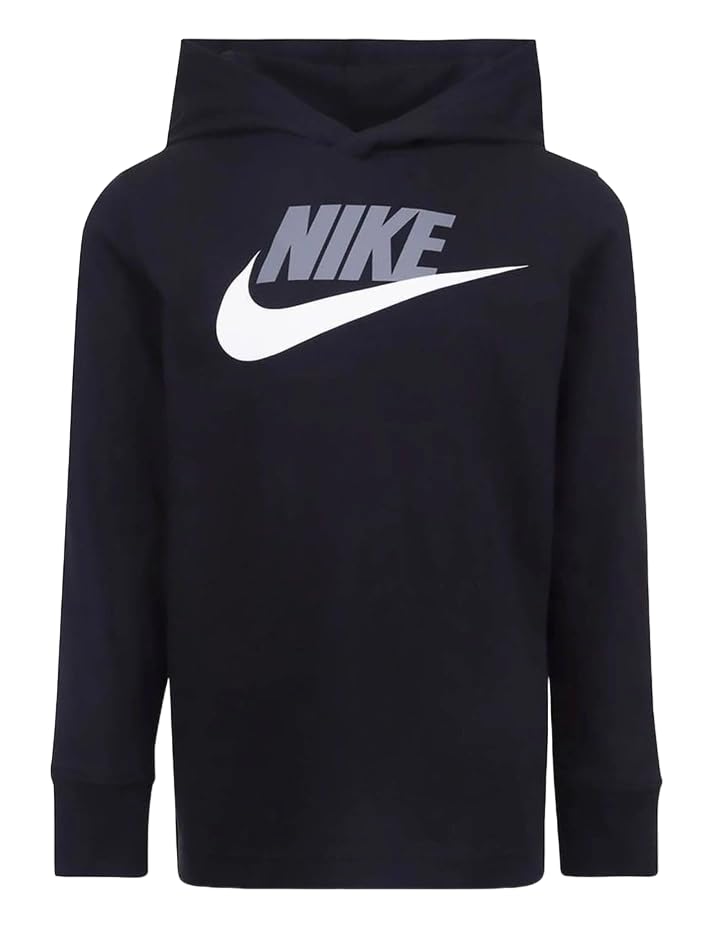 Nike FUTURA Little Kids Boys' Hooded Long Sleeve T-Shirt (Black) Size 7 (6-7 Years)