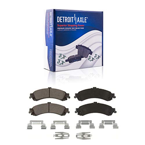 Image of Detroit Axle - Front & Rear Drilled Rotors Brake Pads + Rear Brake Calipers Replacement for Chevrolet GMC Silverado Suburban Avalanche Sierra Yukon XL 1500 Tahoe Cadillac Escalade - 10pc Set