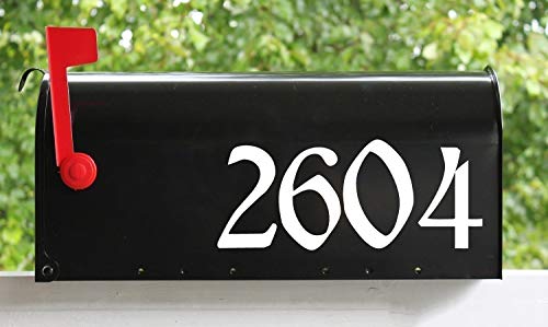Black - Gothic Style Mailbox Numbers - 3" Tall - Custom Vinyl Decal - Name Home House Office Address - Rous - Die Cut Sticker #TOP22