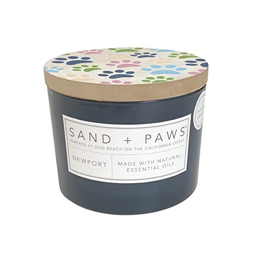 Sand + Paws Scented Candle - Newport - Additional Scents and Sizes Luxurious Air Freshening Jar Candles Neutralize pet Odors and Enhance Home dcor 100% Cotton Lead-Free Wicks - 12 oz