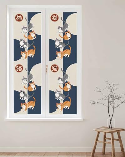 Película de privacidad para ventana con diseño gatos azules miniatura 1