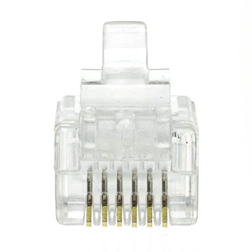 Phone/Data RJ12 Crimp Connectors for Flat Cable, 6P6C, 50 Pieces