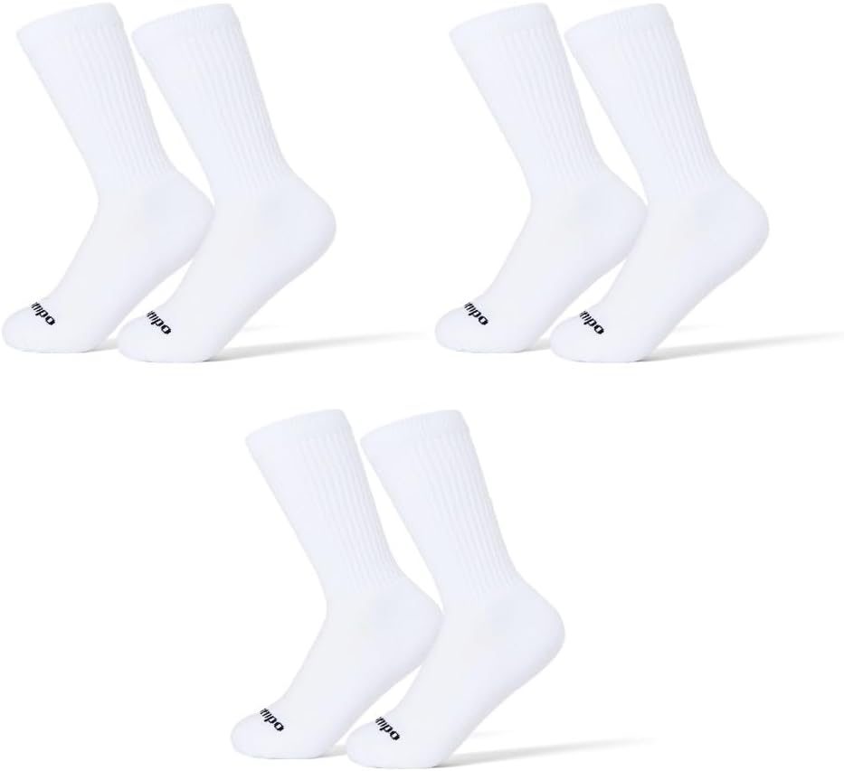 DEL CAMPO Performance Golf Socks – Premium Crew-Height, Blank White, Cushioned & Breathable Socks, Made in USA