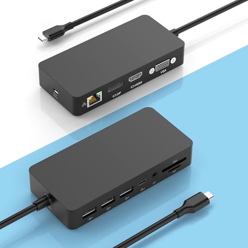 Surface Thunderbolt 4 Dock Triple Displays, 11 in 1 Surface USB4 Dock Docking Station with 4K HDMI+DP+VGA for Surface Pro 12/11/10/9/8/X/7+/7, Laptop 7/6/5/4/3, Laptop Studio 2/1, Go 4/3/2/1