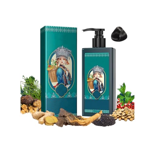 207ml Plant Extract Hair Dye for Gray Hair,Plant-Based Hair Dye Shampoo,Gentle Long-Lasting Formula with Natural Extracts,Ammonia-Free Color for Men & Women (Natural Black)